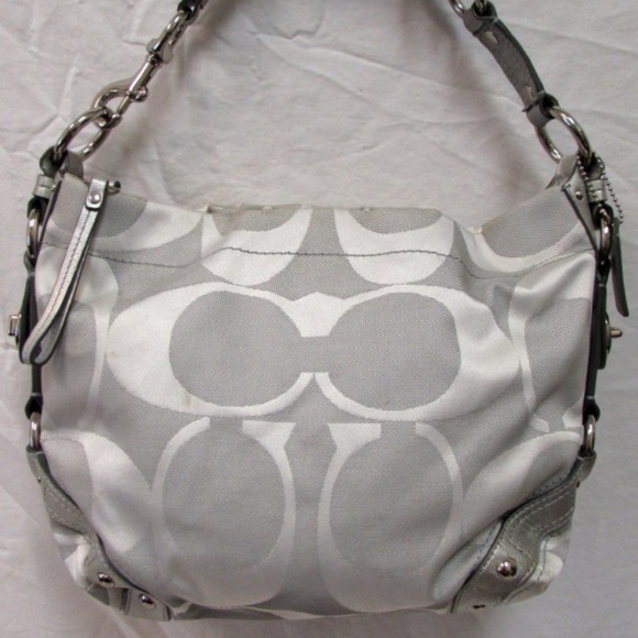COACH SIGNATURE PLATINUM SILVER CARLY HANDBAG 1061 - Picture 4 of 8
